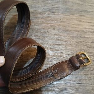 Vintage Dooney & Bourke Solid Brass Leather Zipper Money Belt. 